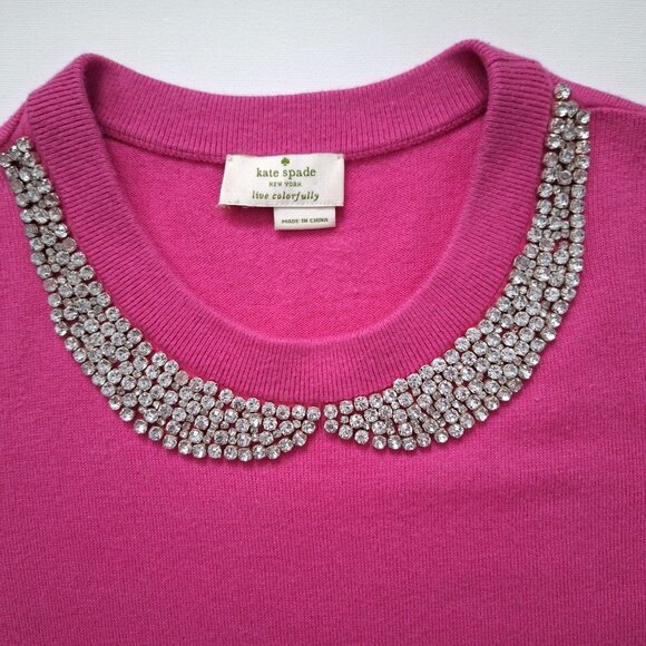 kate spade Barbie Pink Bejeweled Collar Short Sleeve Top - Picture 4 of 8